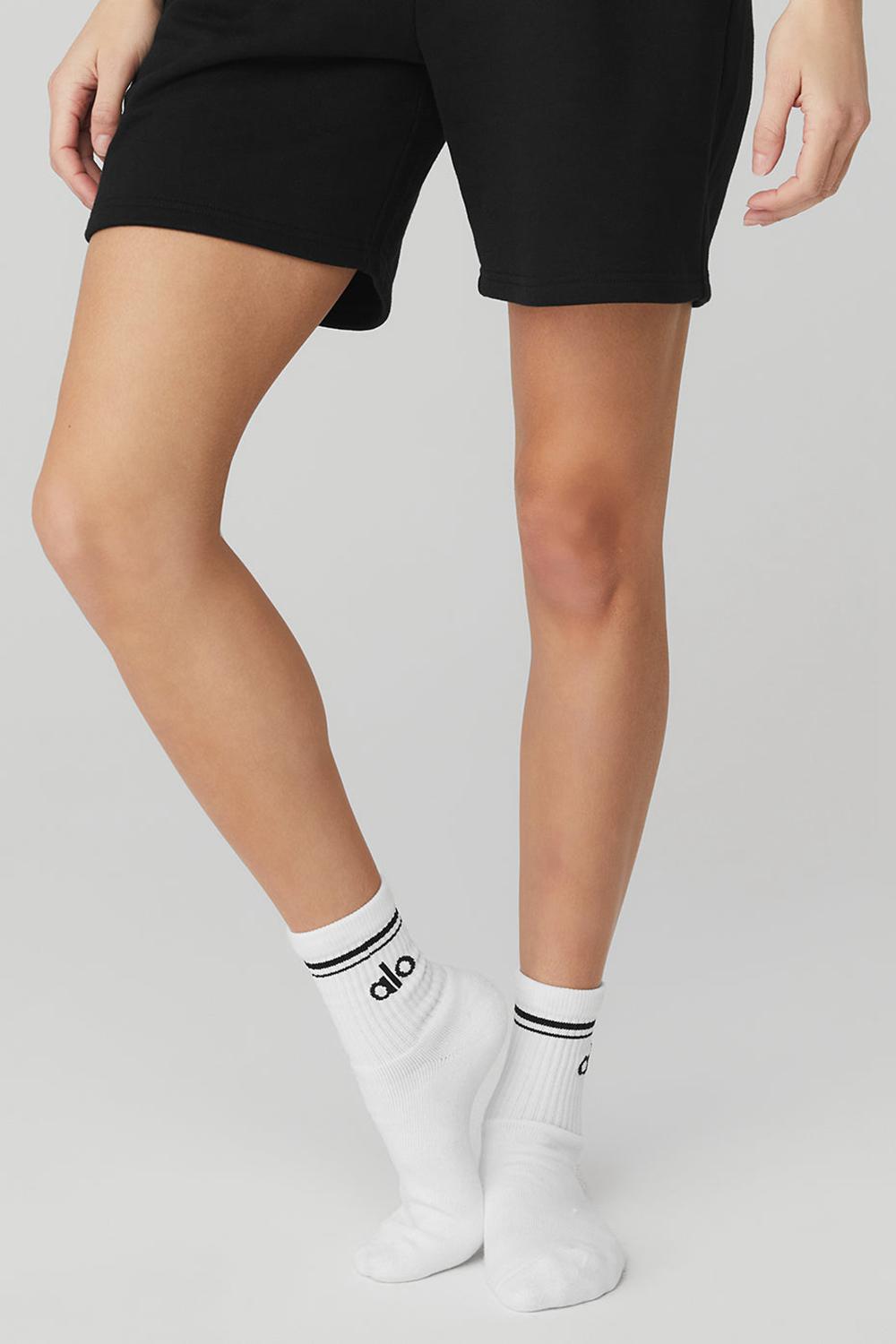 Calcetines Alo Yoga Unisex Half-Crew Throwback Mujer Blancos Negros | Mexico  ZMH-781459