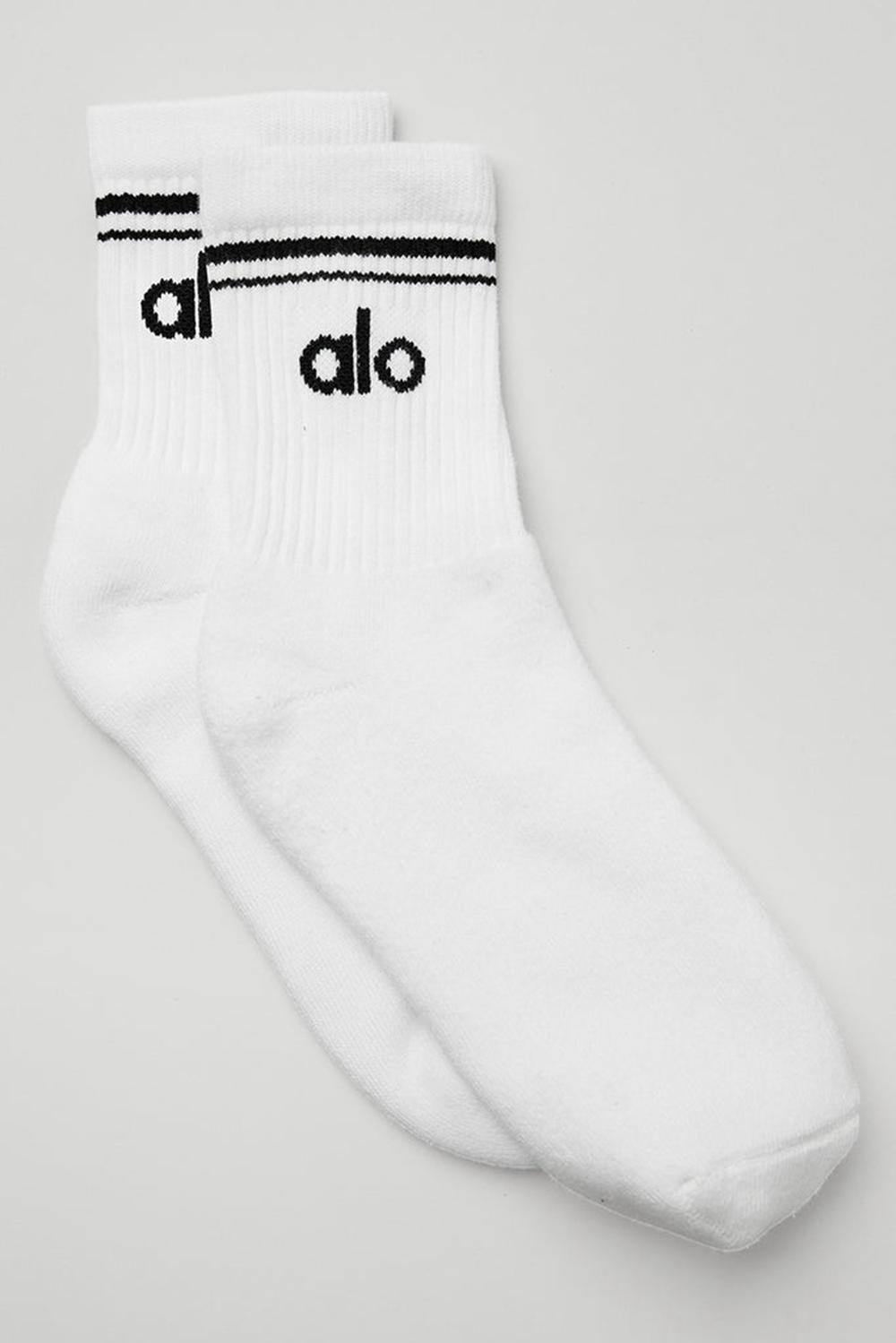 Calcetines Alo Yoga Unisex Half-Crew Throwback Mujer Blancos Negros | Mexico  ZMH-781459