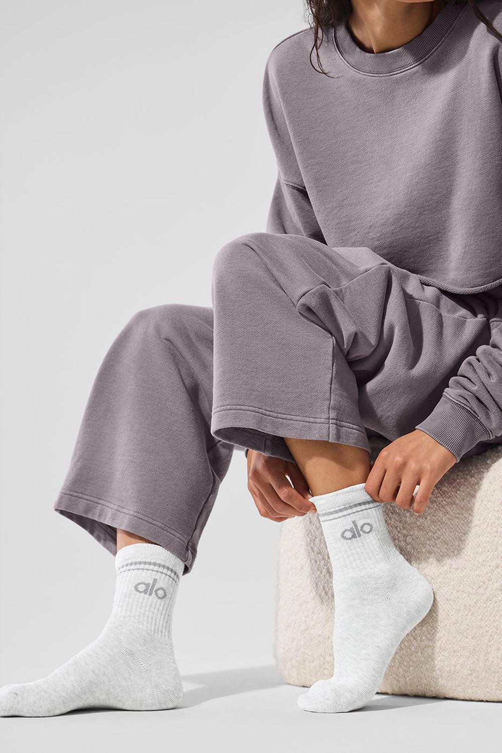 Calcetines Alo Yoga Unisex Half-Crew Throwback Mujer Blancos Grises | Mexico  TIW-675384