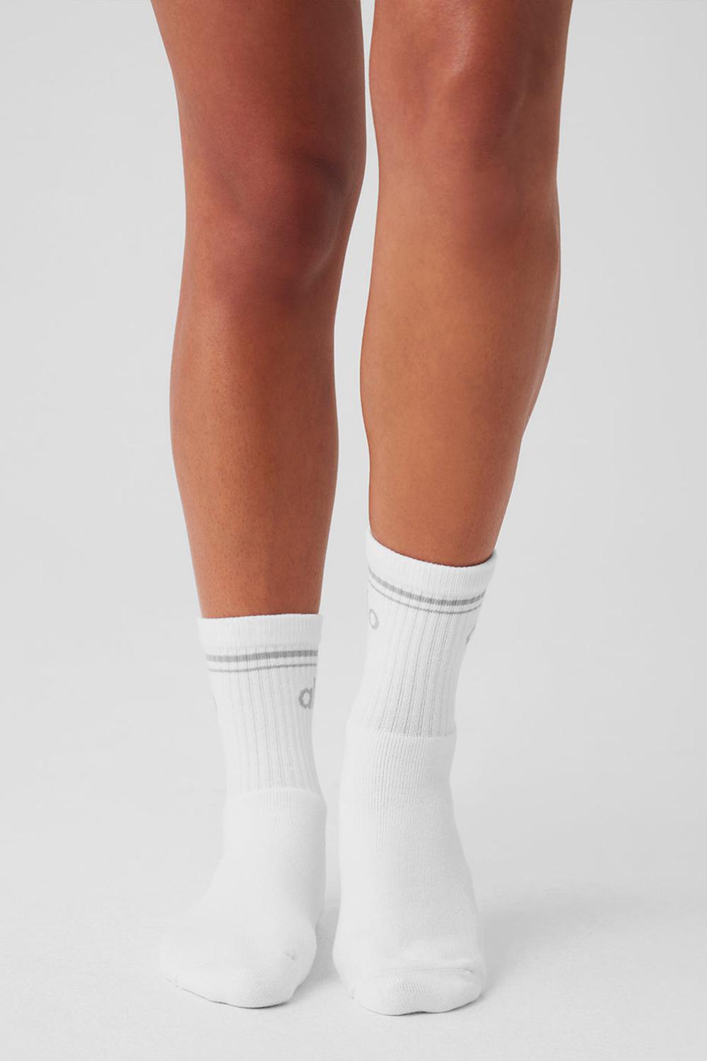 Calcetines Alo Yoga Unisex Half-Crew Throwback Mujer Blancos Titanium | Mexico  NMQ-425706
