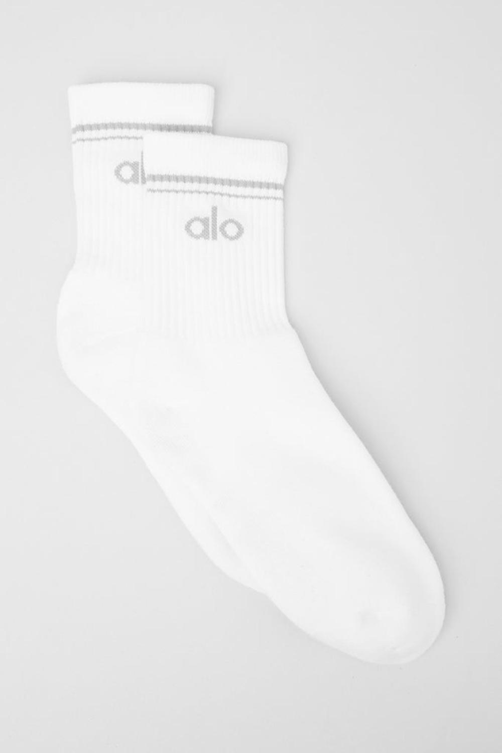 Calcetines Alo Yoga Unisex Half-Crew Throwback Mujer Blancos Titanium | Mexico  NMQ-425706