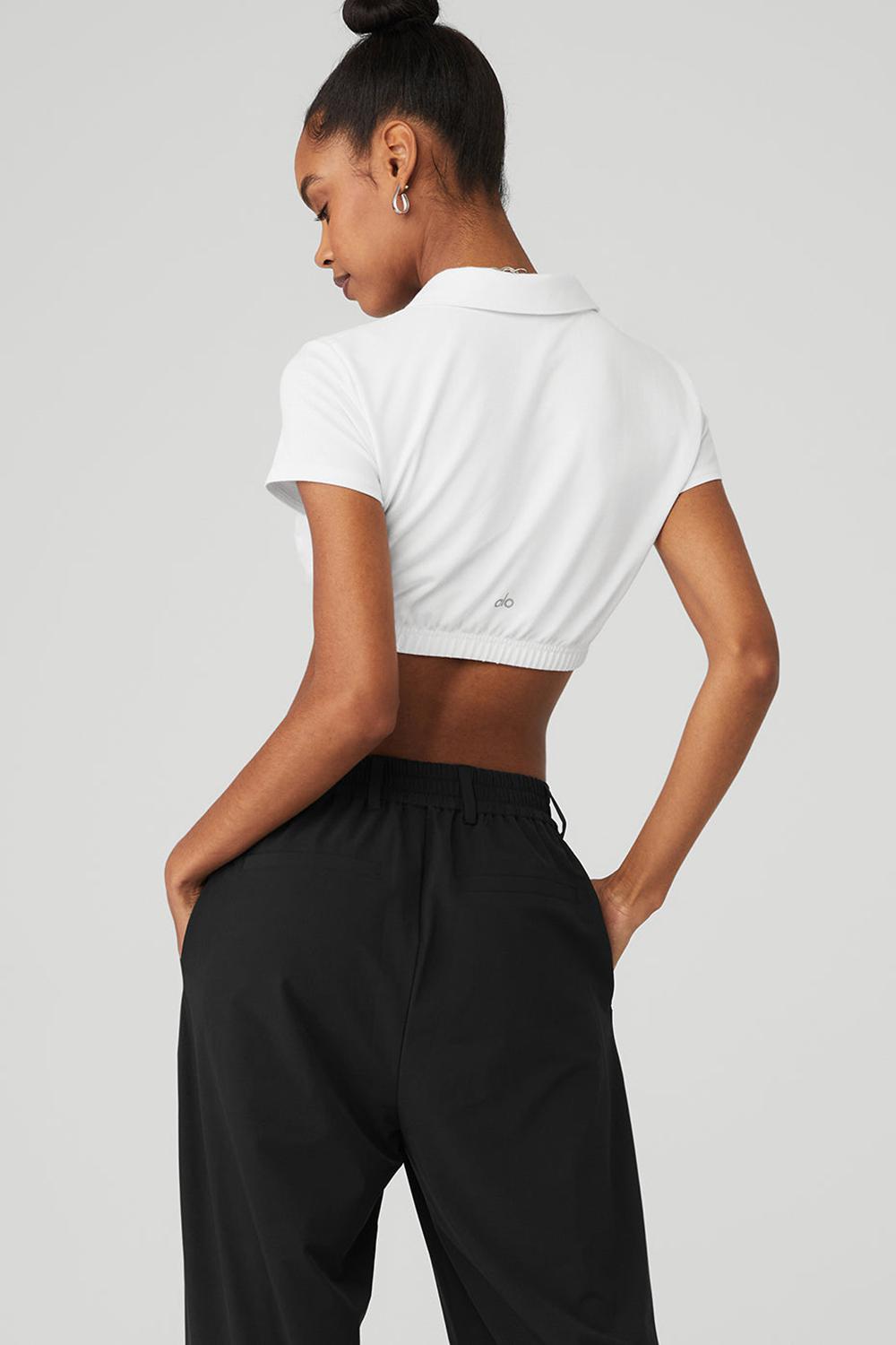 Camisa Polo Alo Yoga Cropped Prestige Polo Mujer Blancos | Mexico  MXG-596431