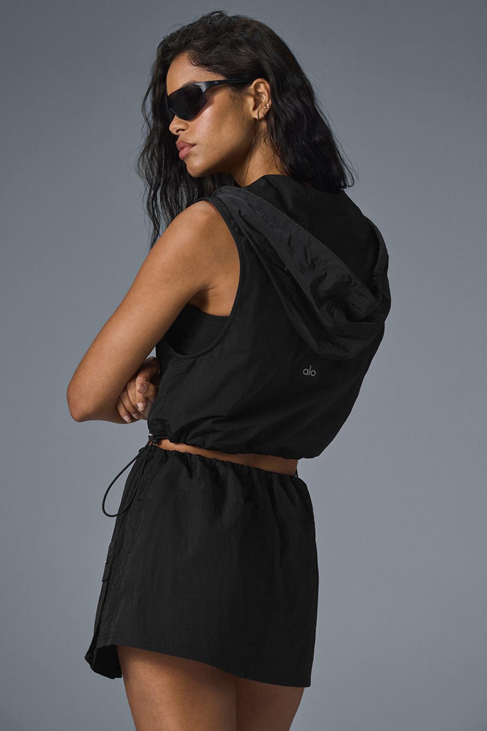Chaleco Alo Yoga Crinkle Cropped Surplus Mujer Negros | Mexico  ANW-362714