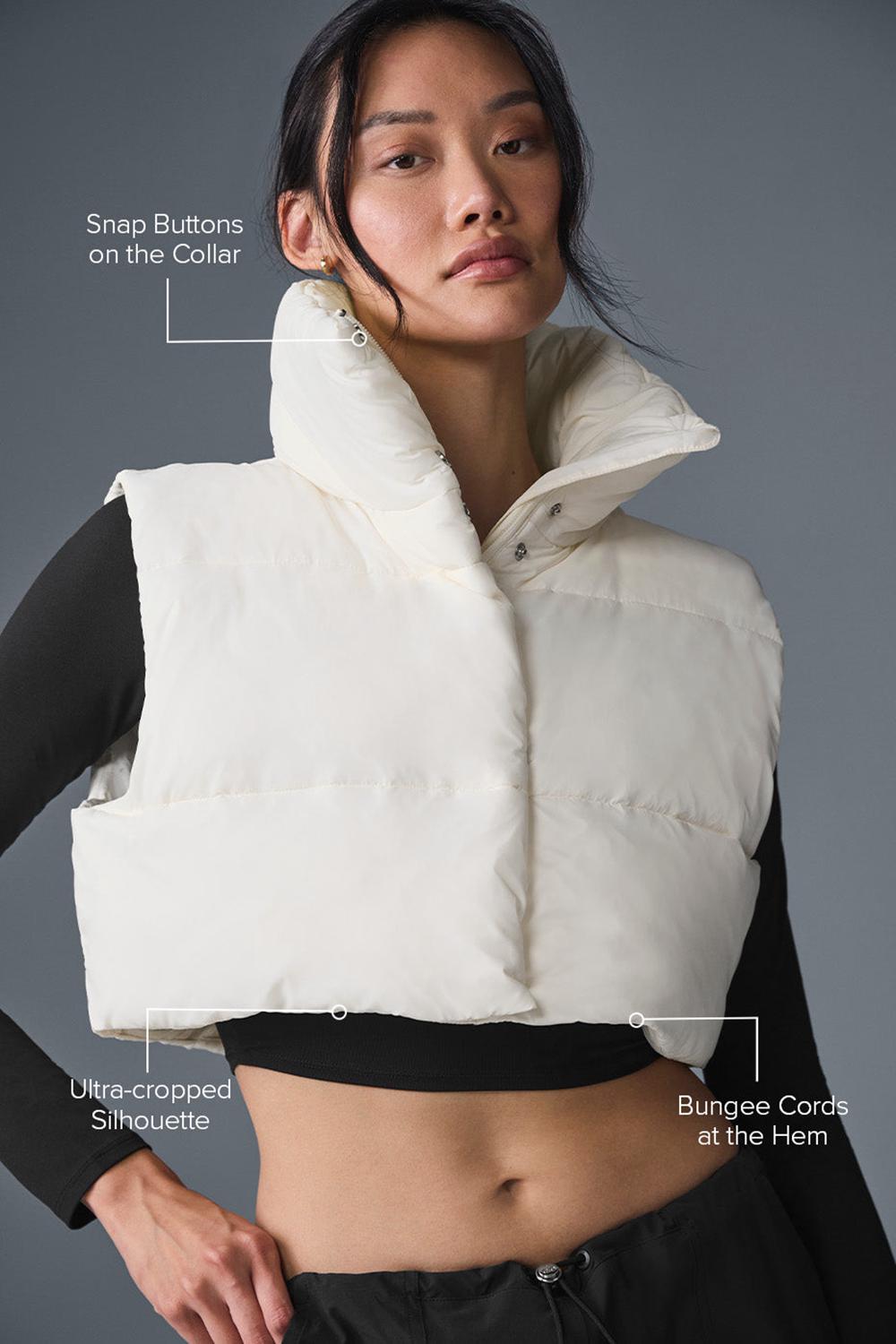 Chaleco Alo Yoga Cropped Gold Rush Puffer Mujer Ivory | Mexico  OIT-956487