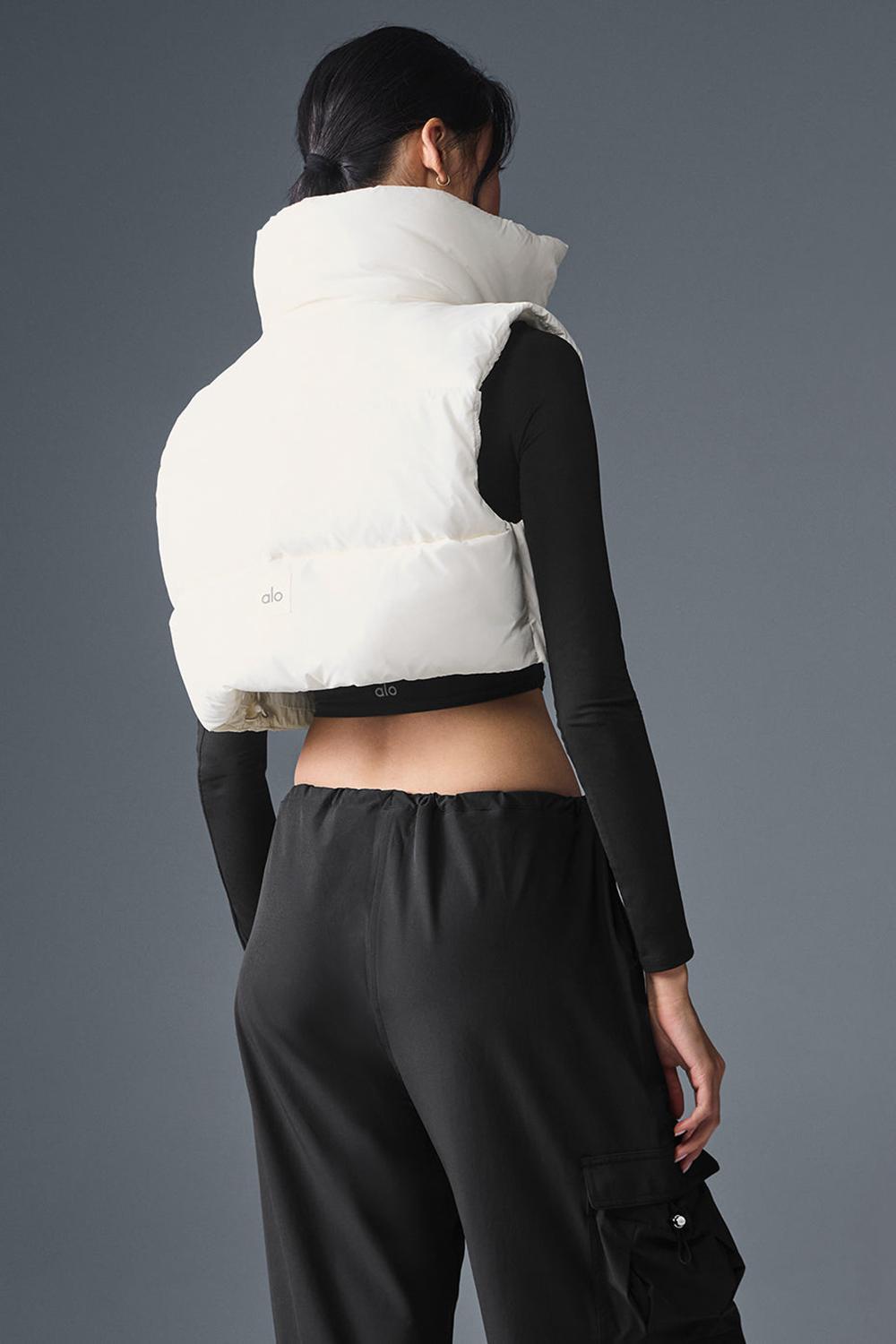 Chaleco Alo Yoga Cropped Gold Rush Puffer Mujer Ivory | Mexico  OIT-956487