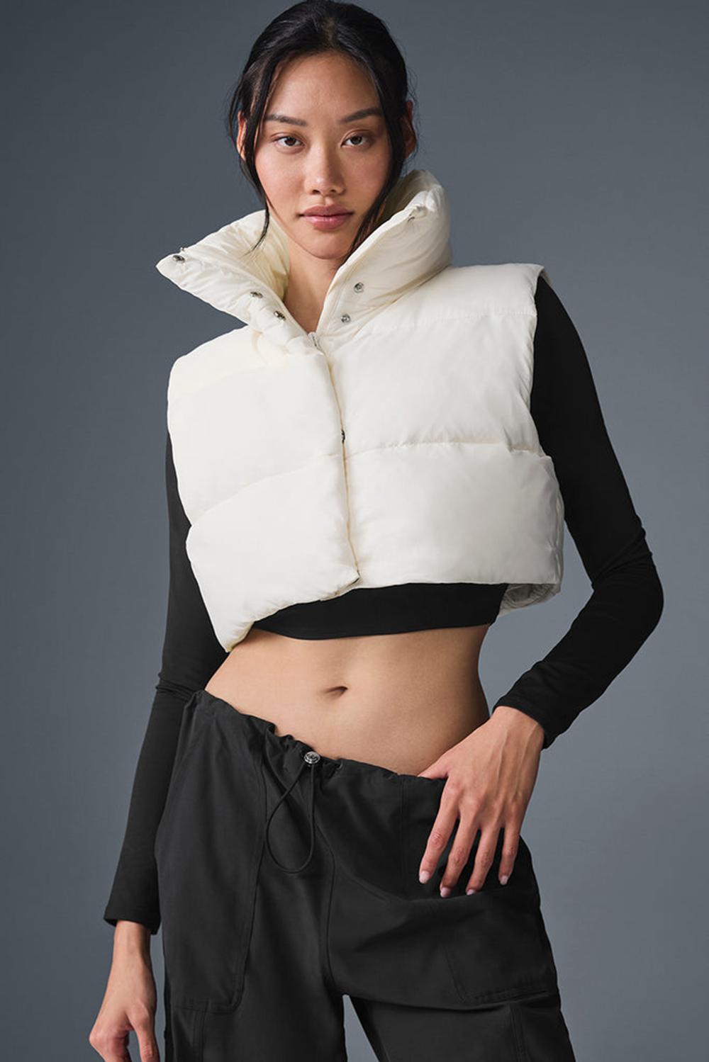 Chaleco Alo Yoga Cropped Gold Rush Puffer Mujer Ivory | Mexico  OIT-956487