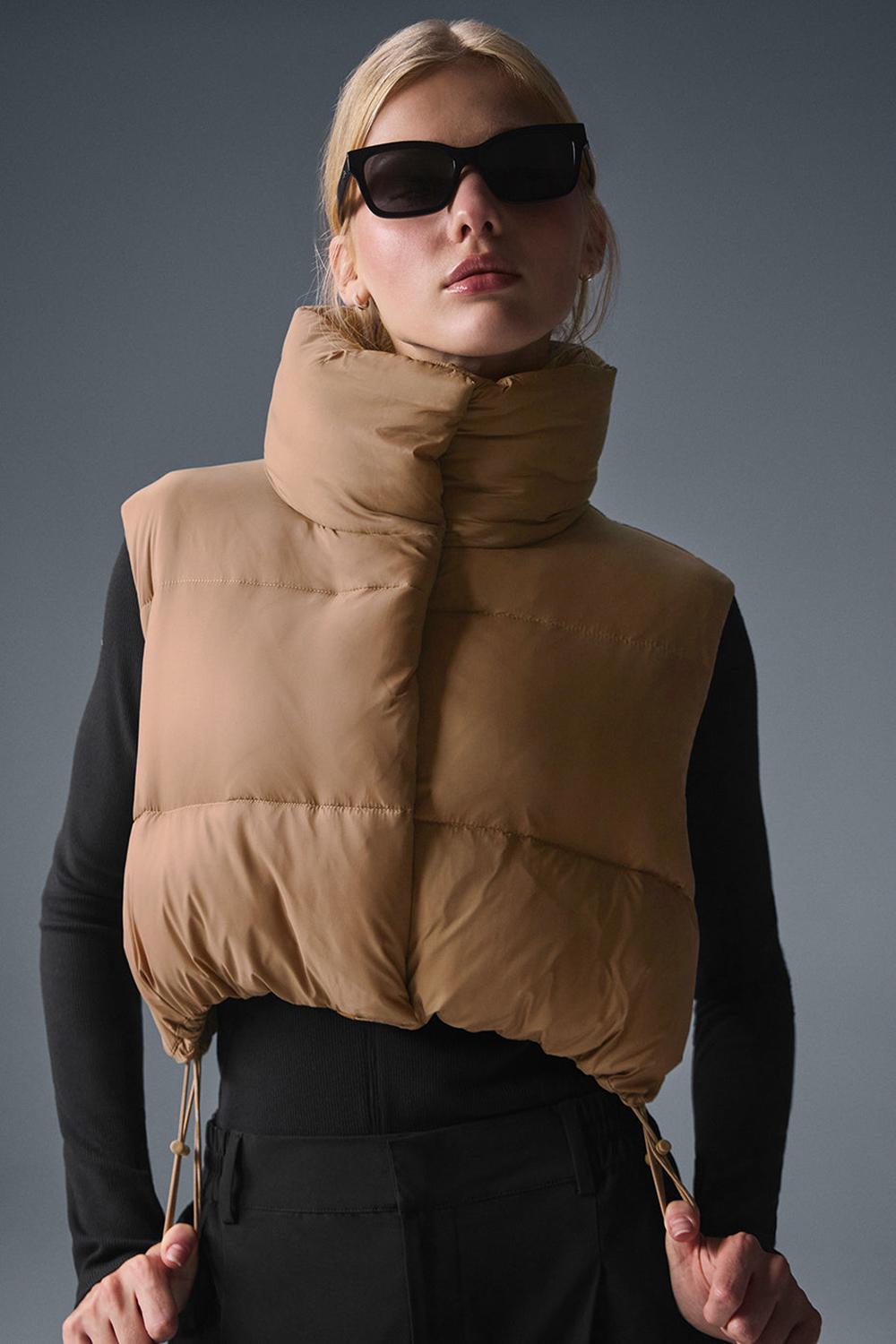 Chaleco Alo Yoga Cropped Gold Rush Puffer Mujer Toasted Almond | Mexico  NQW-856134