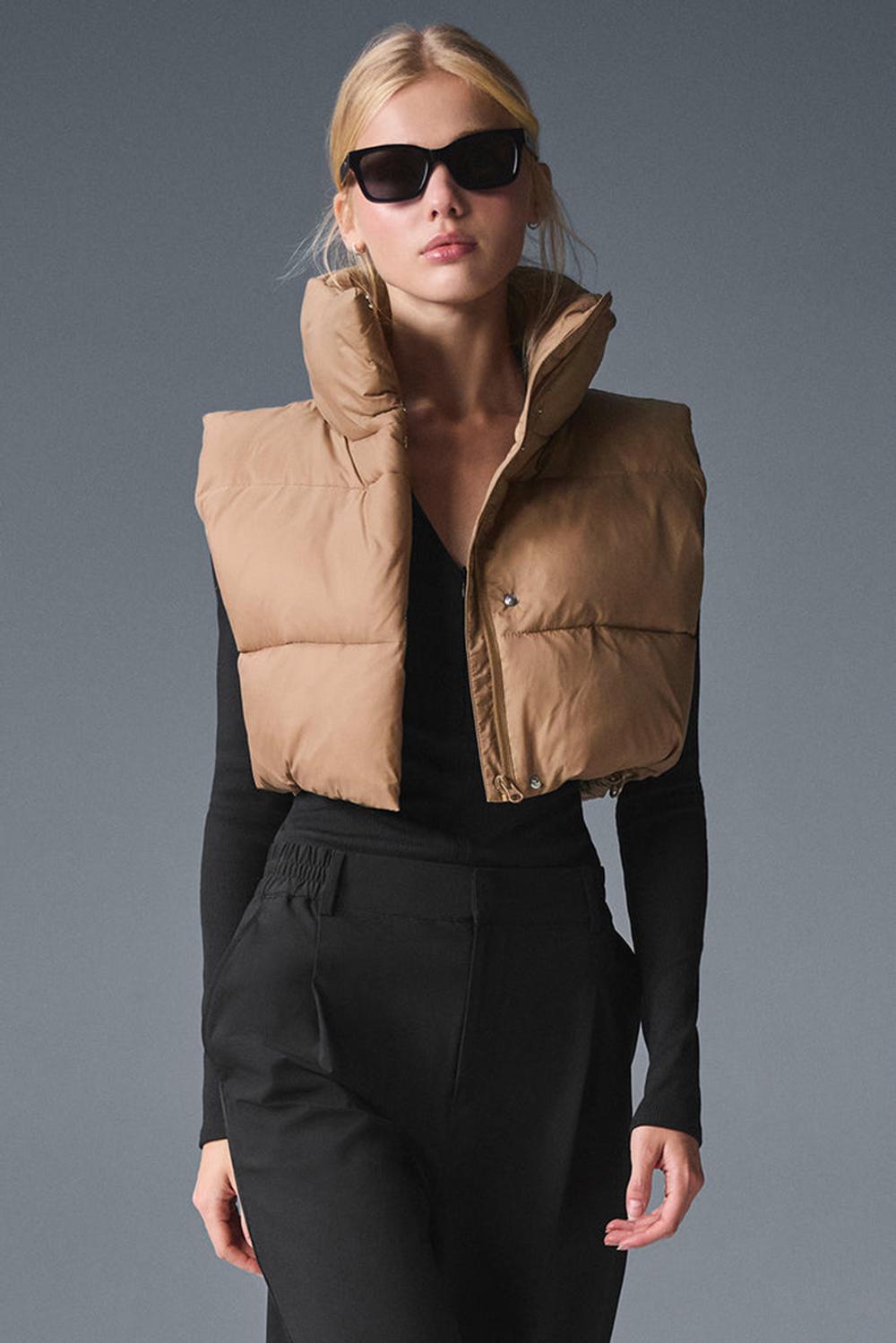 Chaleco Alo Yoga Cropped Gold Rush Puffer Mujer Toasted Almond | Mexico  NQW-856134