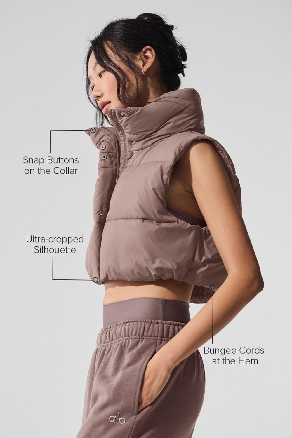 Chaleco Alo Yoga Extreme Cropped Gold Rush Puffer Mujer Mushroom | Mexico  IVY-106278
