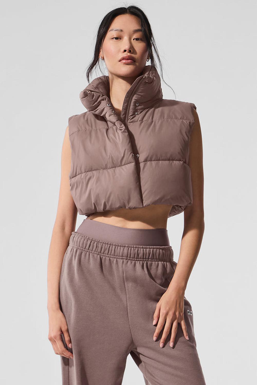 Chaleco Alo Yoga Extreme Cropped Gold Rush Puffer Mujer Mushroom | Mexico  IVY-106278