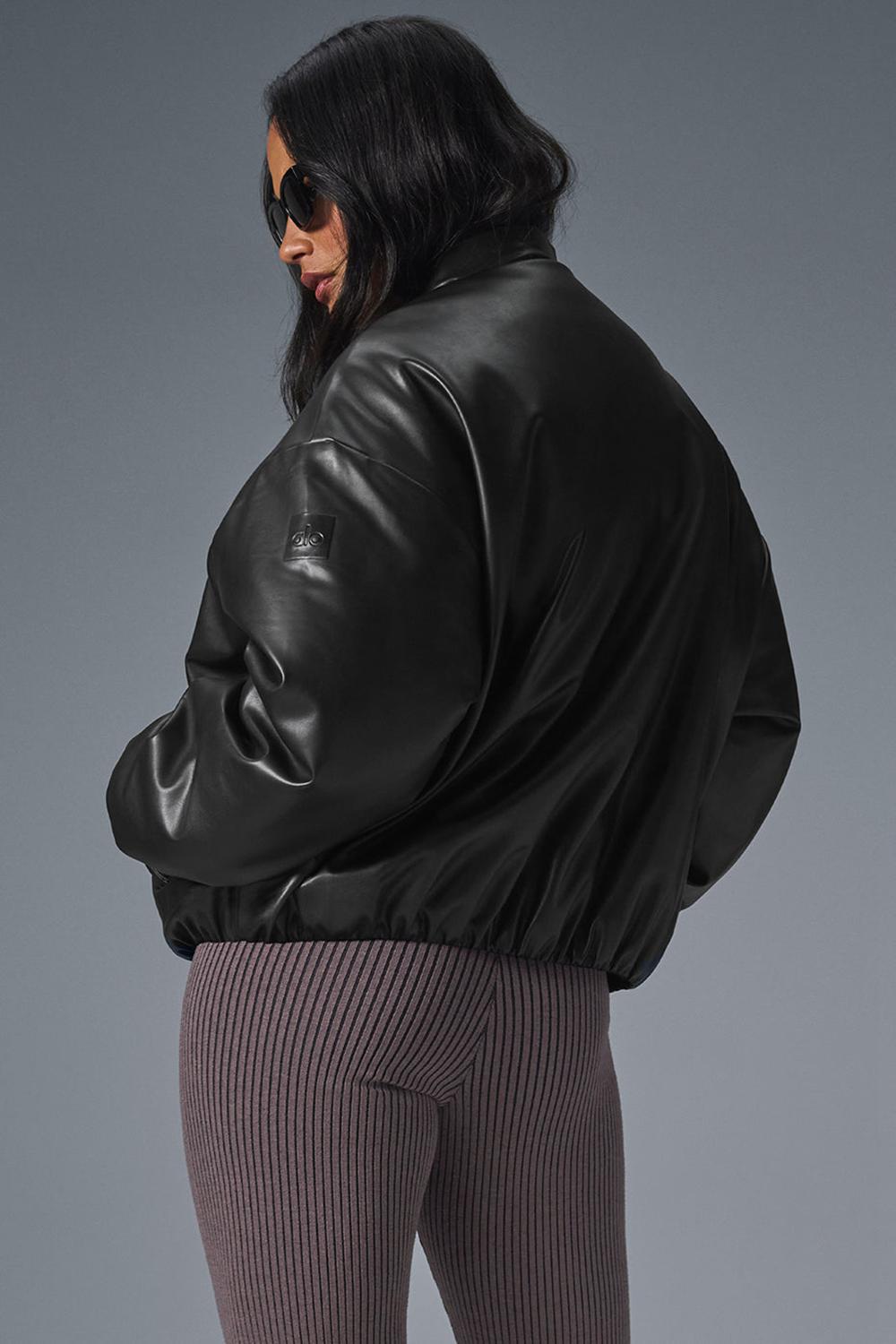 Chamarra Bomber Alo Yoga Faux Leather Premier Mujer Negros | Mexico  PBR-536184