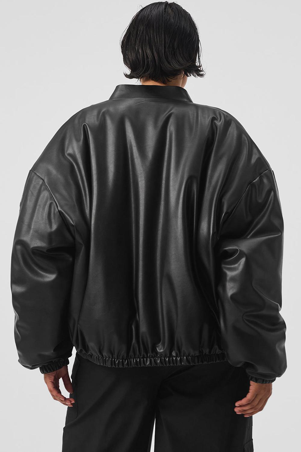 Chamarra Bomber Alo Yoga Faux Leather Premier Mujer Negros | Mexico  PBR-536184