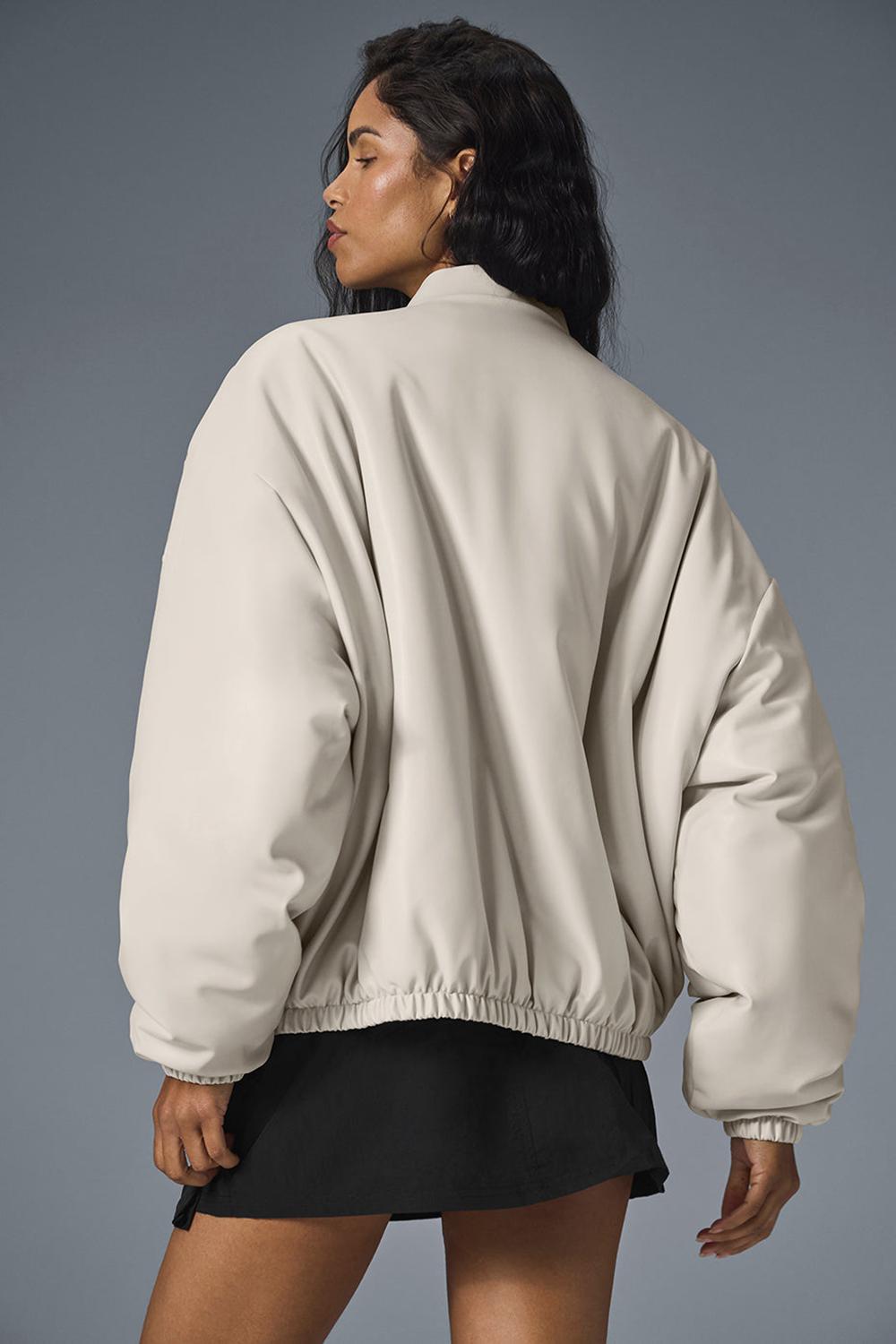 Chamarra Bomber Alo Yoga Faux Leather Premier Mujer Bone | Mexico  MNF-298534