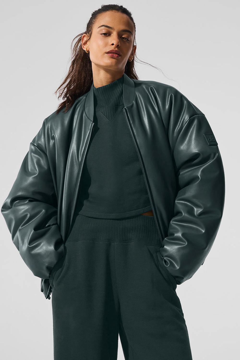 Chamarra Bomber Alo Yoga Faux Leather Premier Mujer Verdes | Mexico  ULM-431079