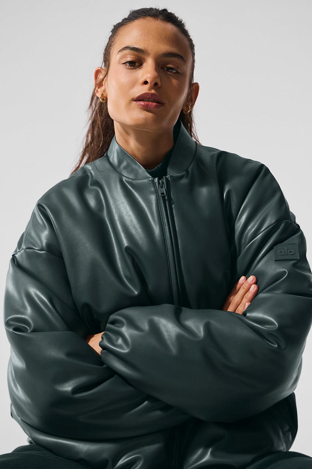 Chamarra Bomber Alo Yoga Faux Leather Premier Mujer Verdes | Mexico  ULM-431079