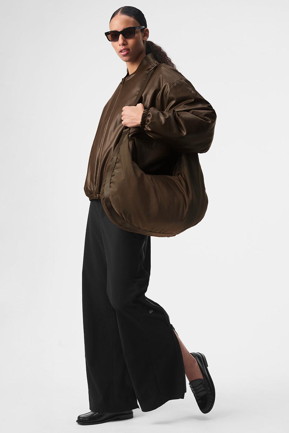 Chamarra Bomber Alo Yoga Faux Leather Premier Mujer Espresso | Mexico  HUM-213980