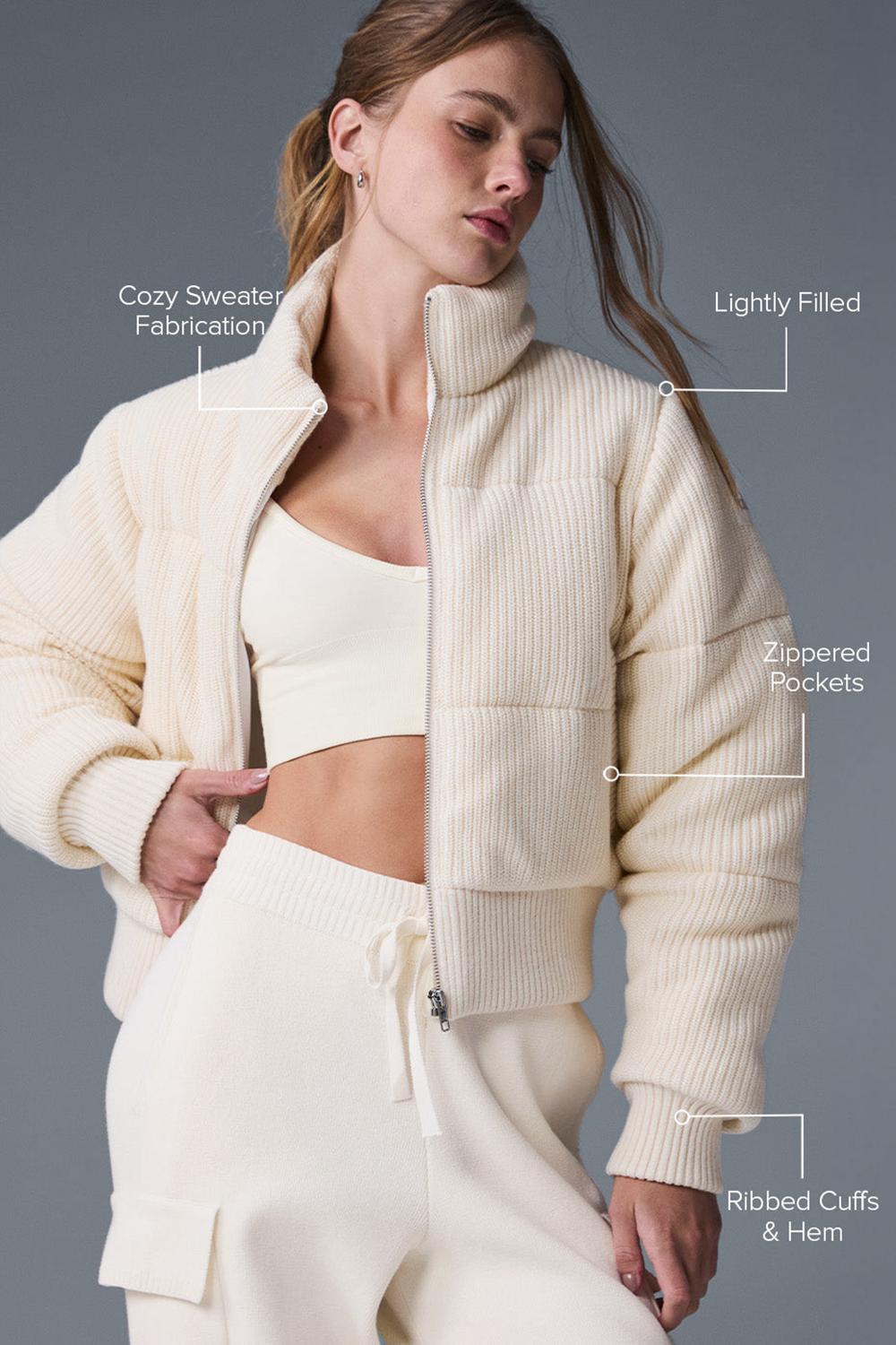 Chamarra Puffer Alo Yoga Darling Sweater Mujer Ivory | Mexico  ZSE-329786
