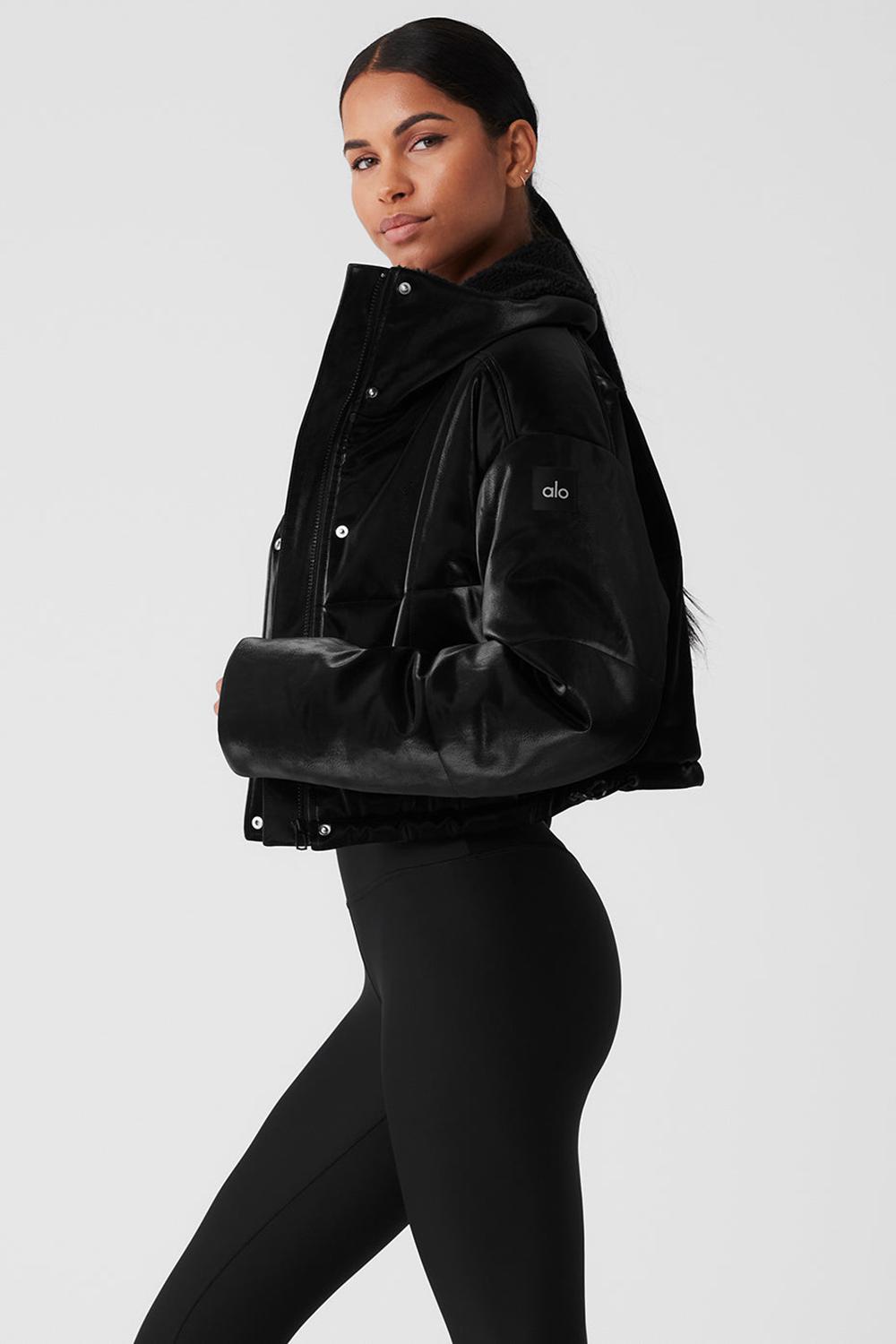 Chamarra Puffer Alo Yoga Orion Cropped Mujer Negros | Mexico  CQF-184726