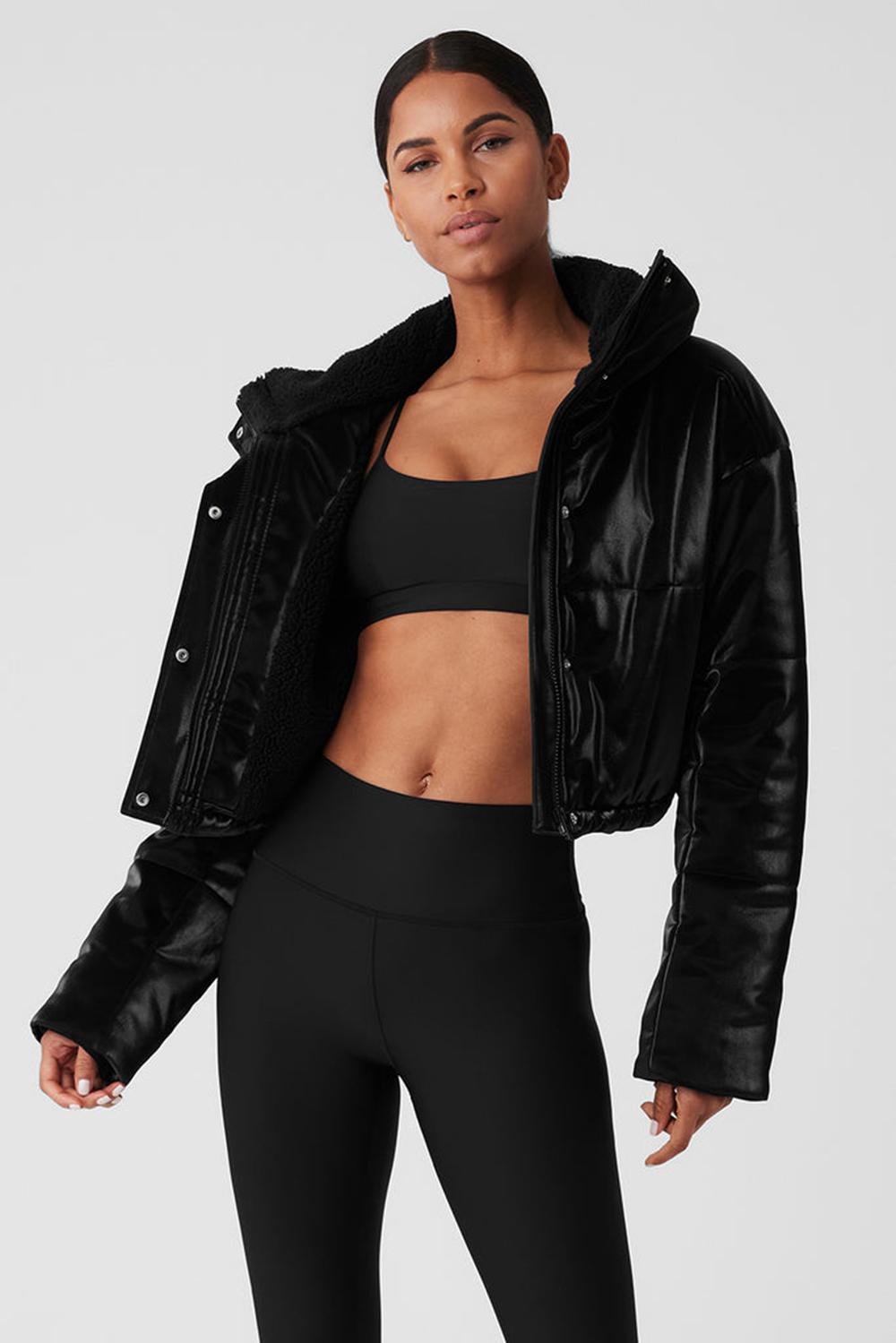 Chamarra Puffer Alo Yoga Orion Cropped Mujer Negros | Mexico  CQF-184726