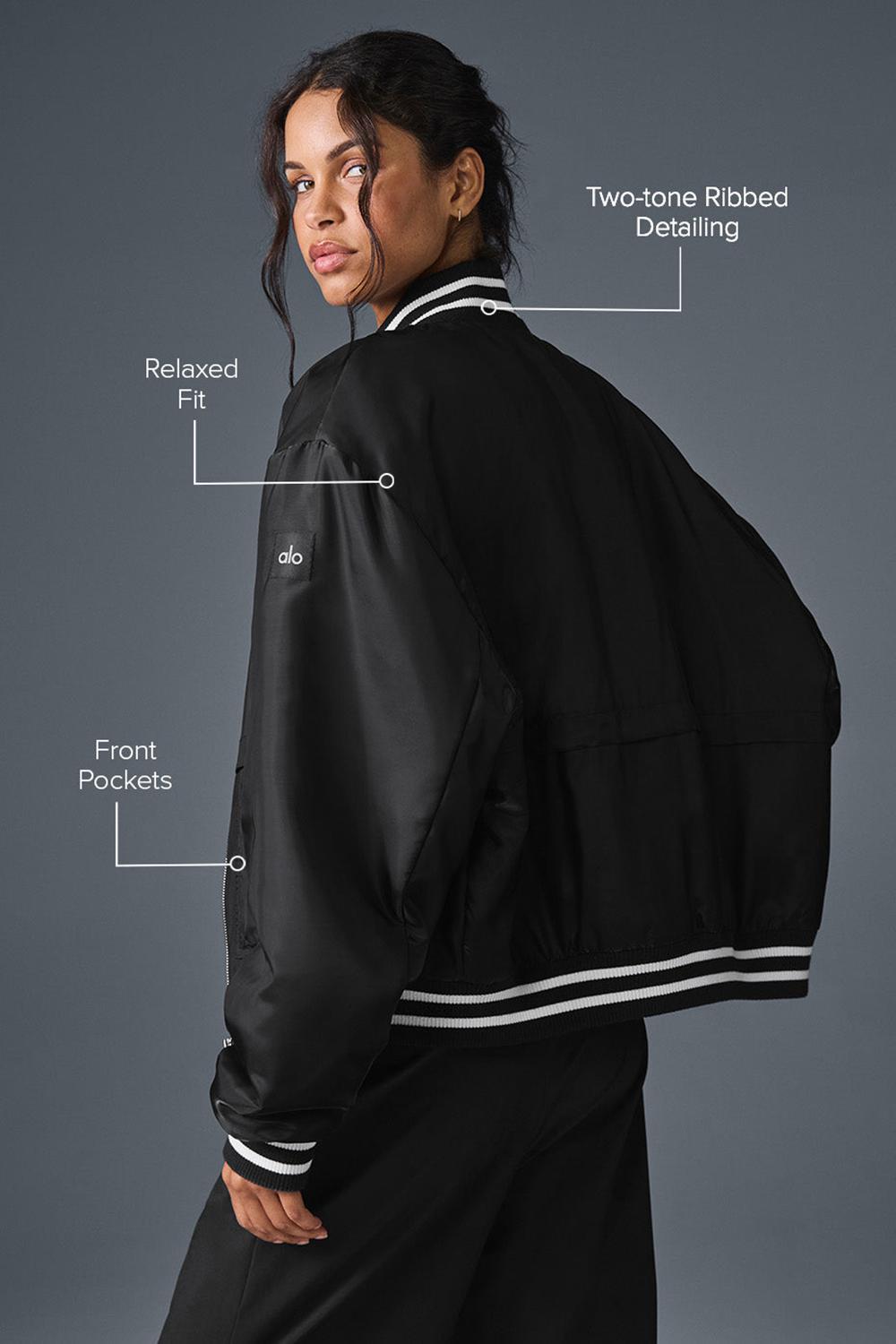 Chamarras Alo Yoga Afterglow Varsity Mujer Negros | Mexico  EUD-746082
