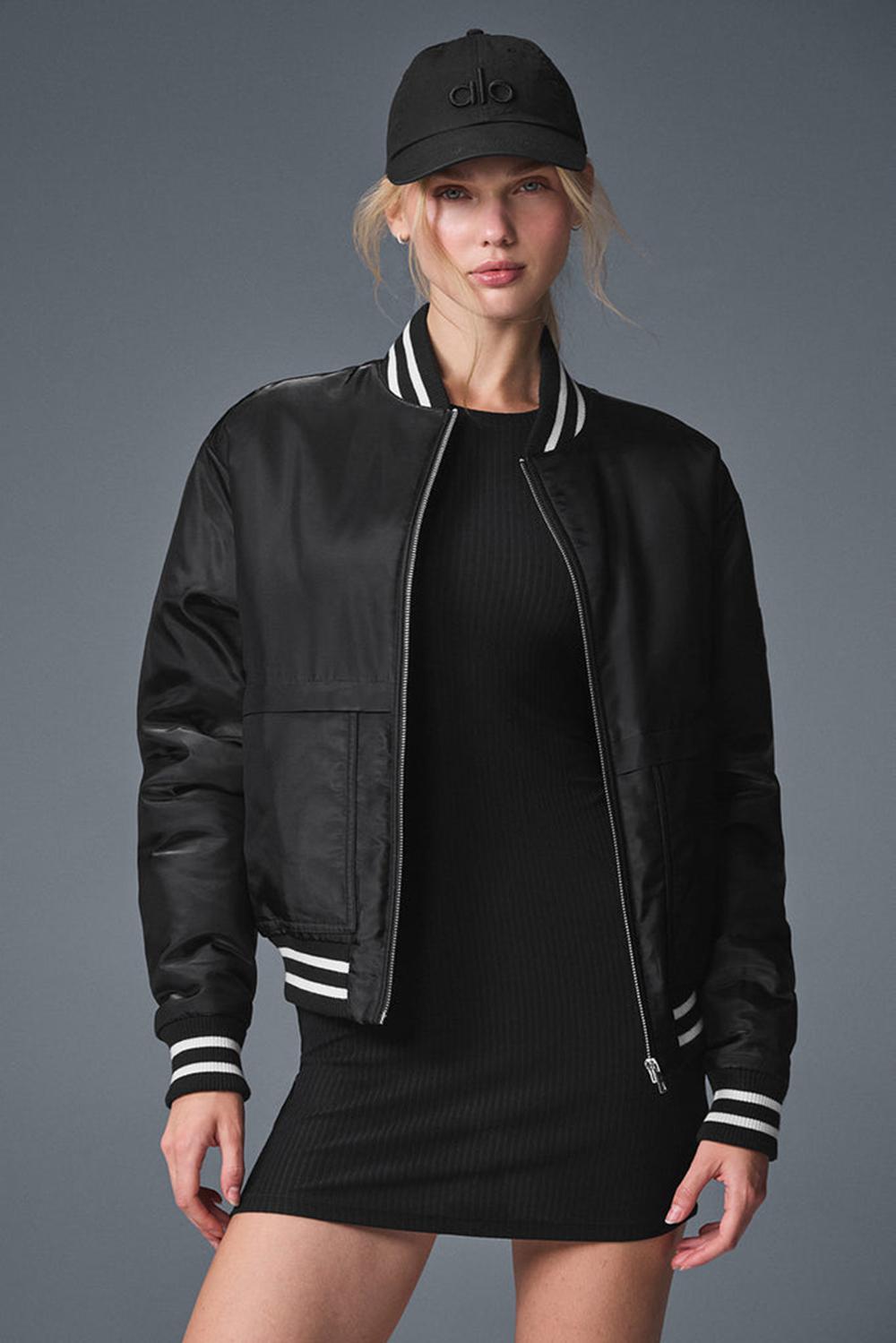 Chamarras Alo Yoga Afterglow Varsity Mujer Negros | Mexico  EUD-746082