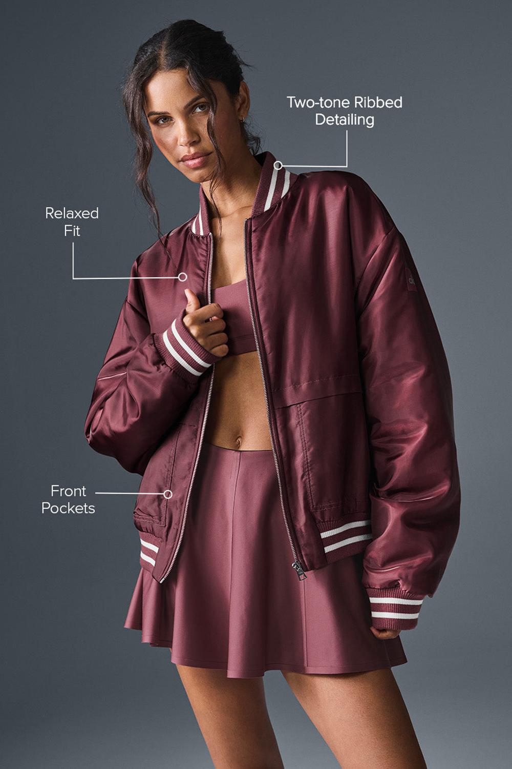 Chamarras Alo Yoga Afterglow Varsity Mujer Vino | Mexico  QBH-206134