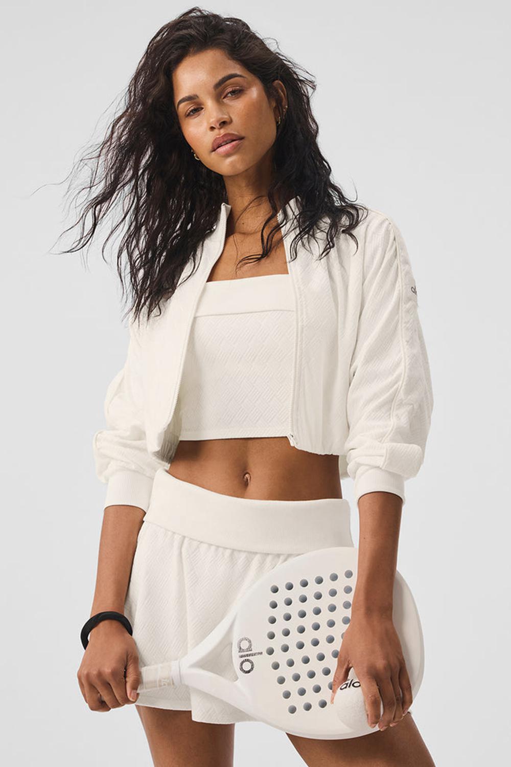 Chamarras Alo Yoga Cropped Doubles Only Full Zip Mujer Ivory | Mexico  MNQ-068579