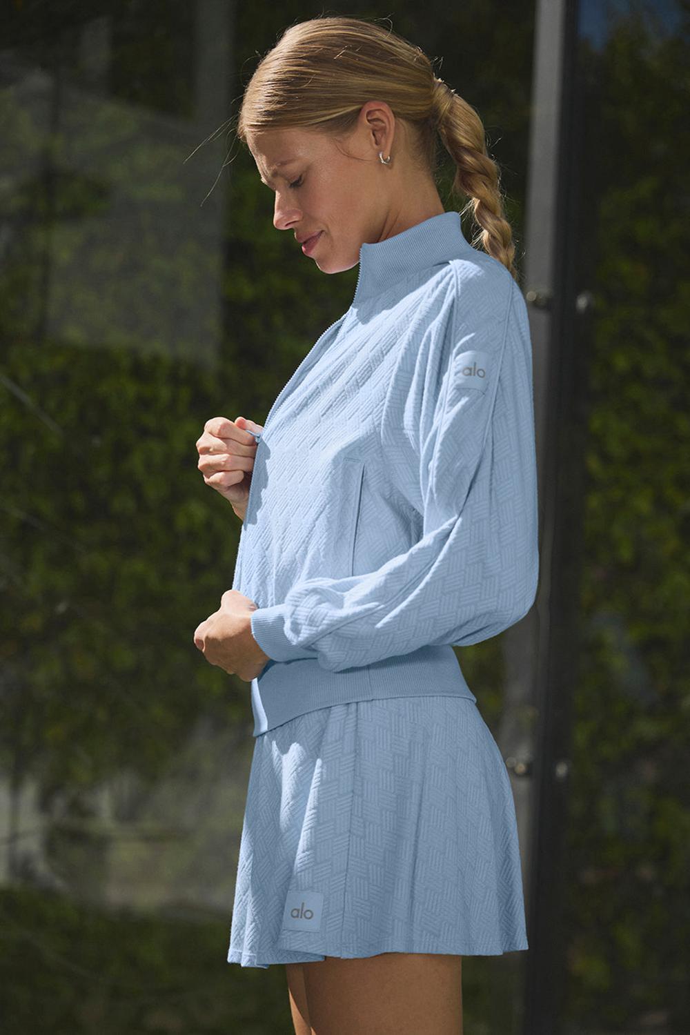 Chamarras Alo Yoga Cropped Doubles Only Full Zip Mujer Azules | Mexico  ZCE-805739