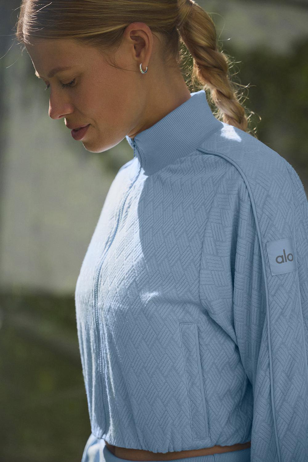 Chamarras Alo Yoga Cropped Doubles Only Full Zip Mujer Azules | Mexico  ZCE-805739