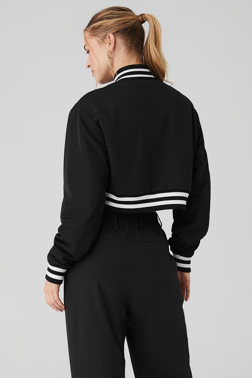 Chamarras Alo Yoga Cropped G.O.A.T Mujer Negros | Mexico  VKB-261780