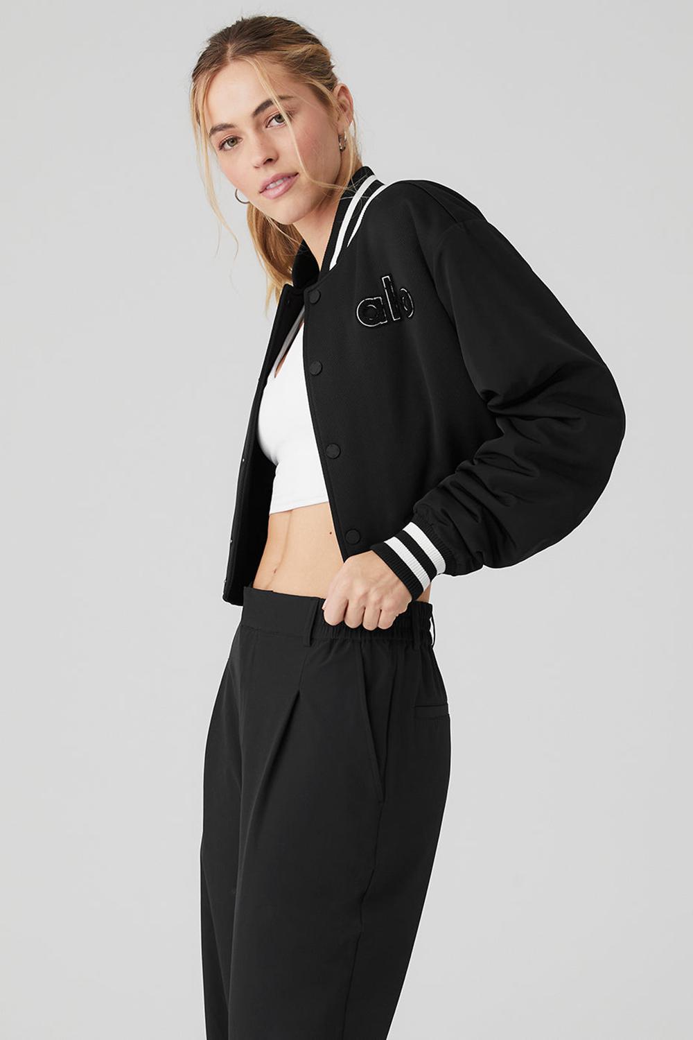 Chamarras Alo Yoga Cropped G.O.A.T Mujer Negros | Mexico  VKB-261780