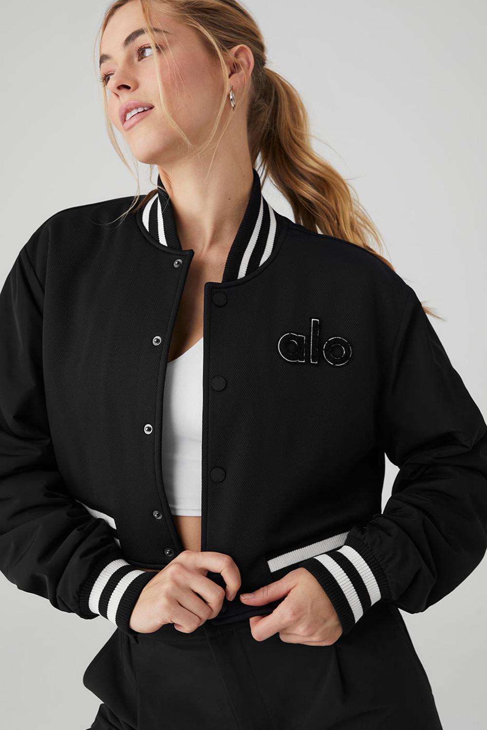 Chamarras Alo Yoga Cropped G.O.A.T Mujer Negros | Mexico  VKB-261780