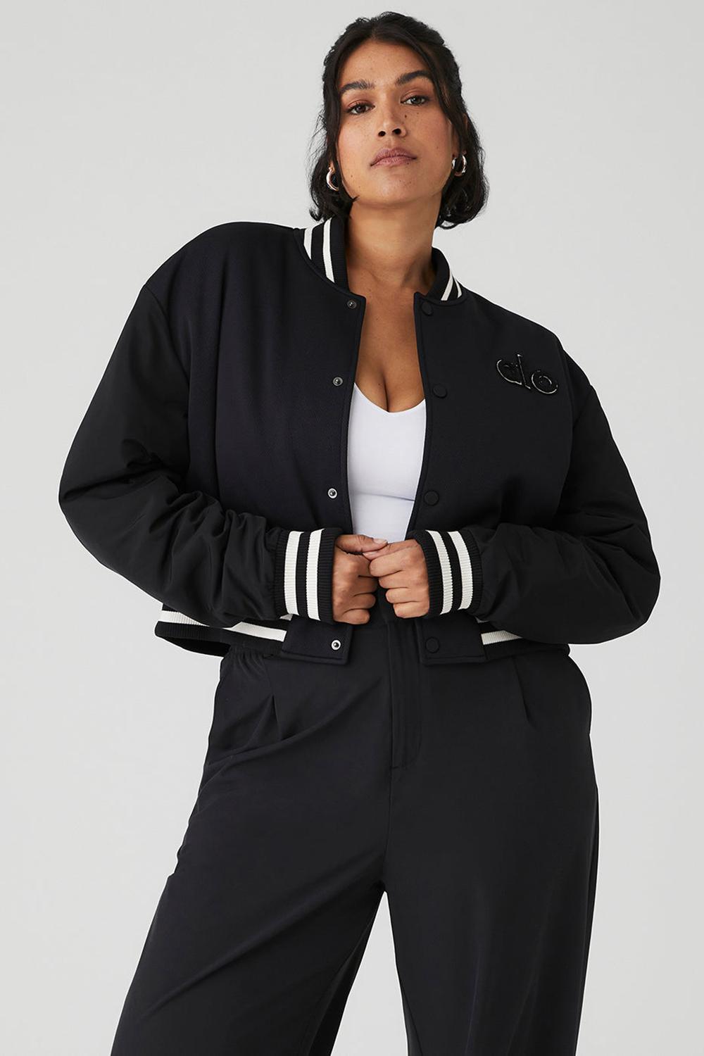 Chamarras Alo Yoga Cropped G.O.A.T Mujer Negros | Mexico  VKB-261780
