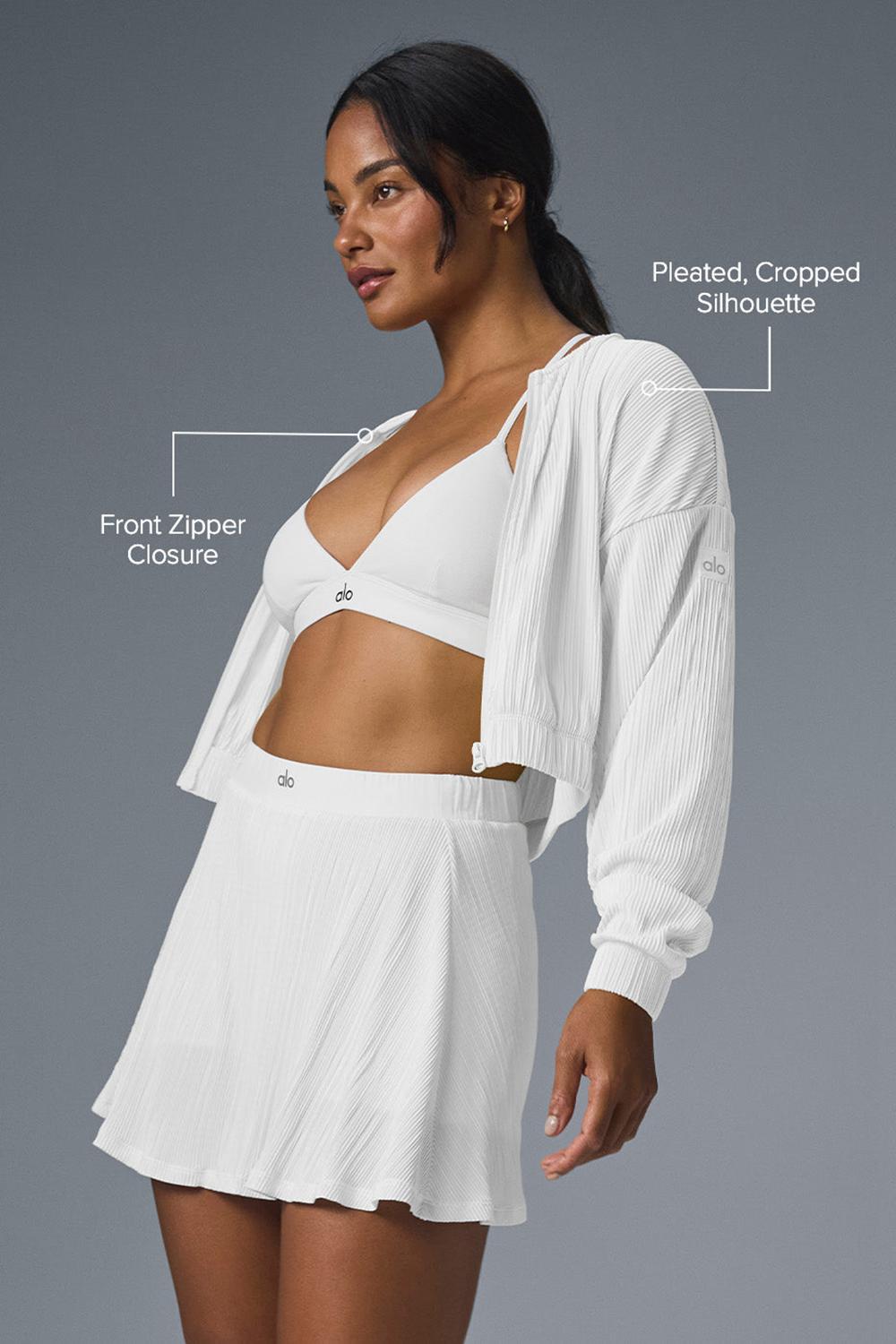Chamarras Alo Yoga Cropped Micro Plisse Mujer Blancos | Mexico  DER-281946