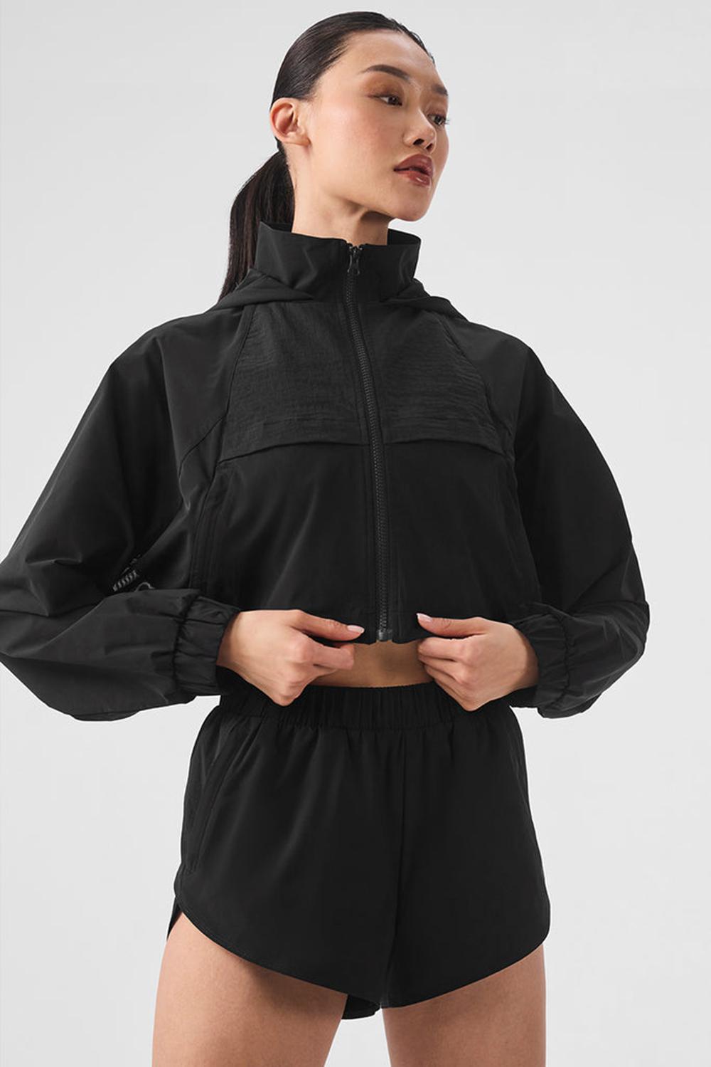 Chamarras Alo Yoga Cropped Playmaker Mujer Negros | Mexico  SRO-078152