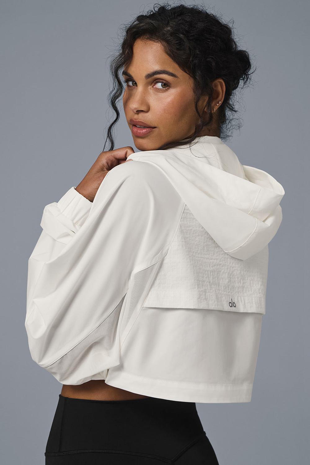 Chamarras Alo Yoga Cropped Playmaker Mujer Ivory | Mexico  SHL-921753