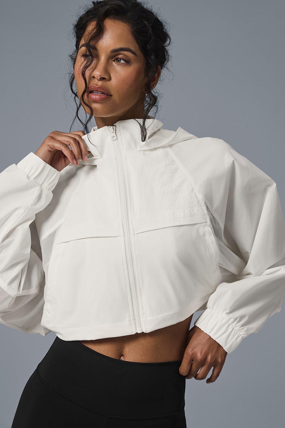 Chamarras Alo Yoga Cropped Playmaker Mujer Ivory | Mexico  SHL-921753