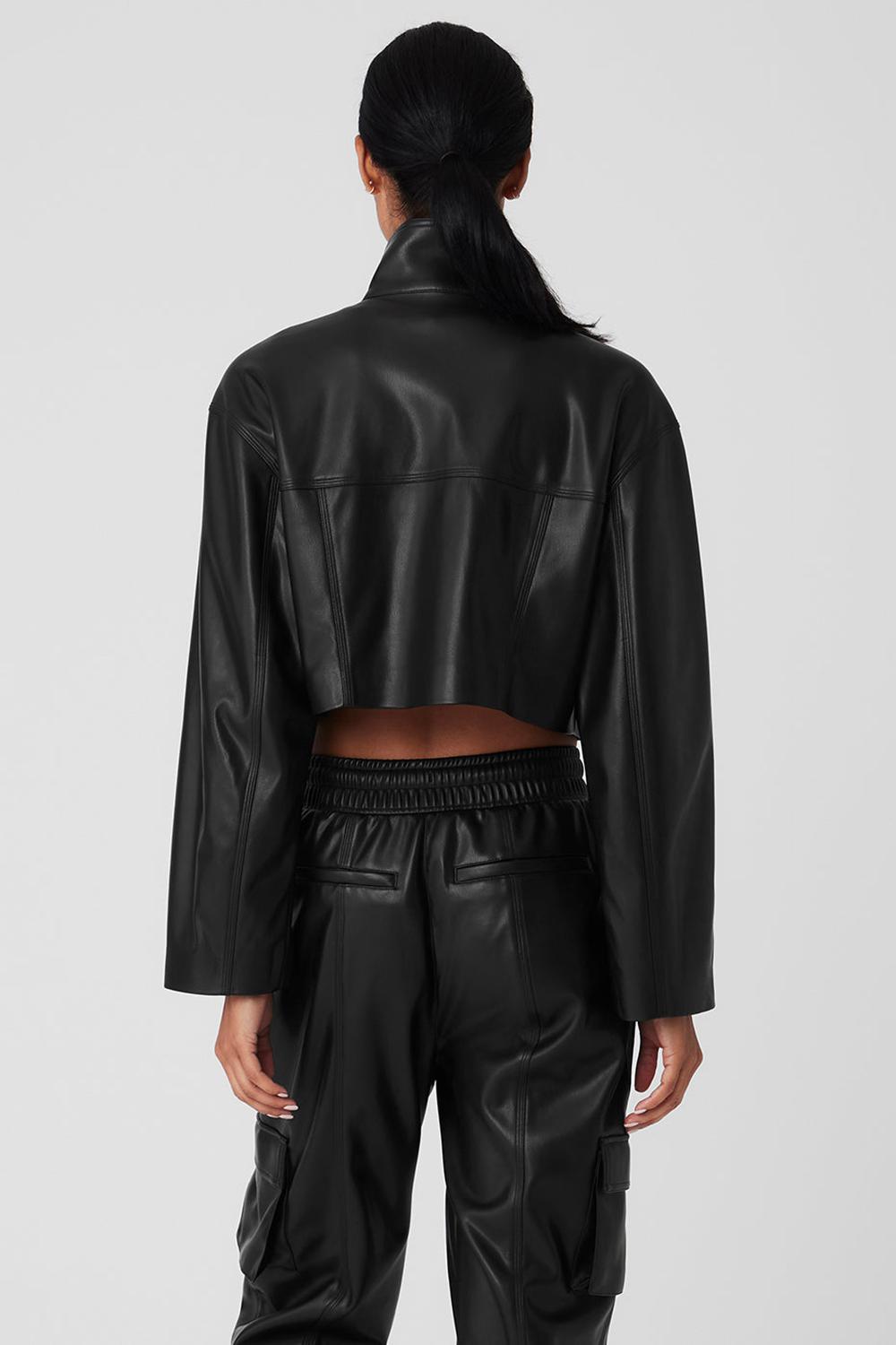 Chamarras Alo Yoga Faux Leather Power Hour Mujer Negros | Mexico  PUQ-926501