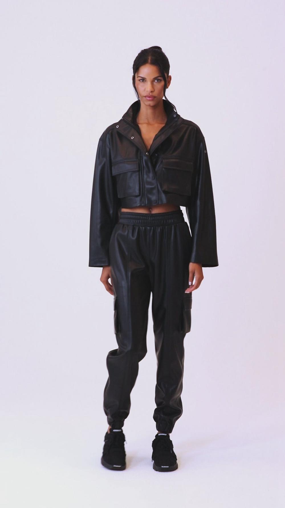 Chamarras Alo Yoga Faux Leather Power Hour Mujer Negros | Mexico  PUQ-926501