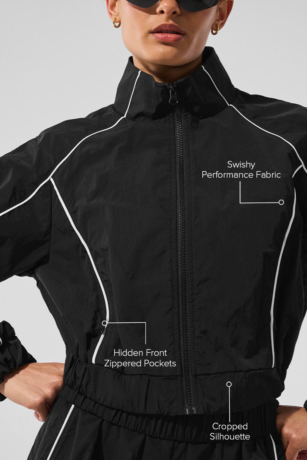 Chamarras Alo Yoga Motivate Full-Zip Track Mujer Negros Blancos | Mexico  DNZ-703549