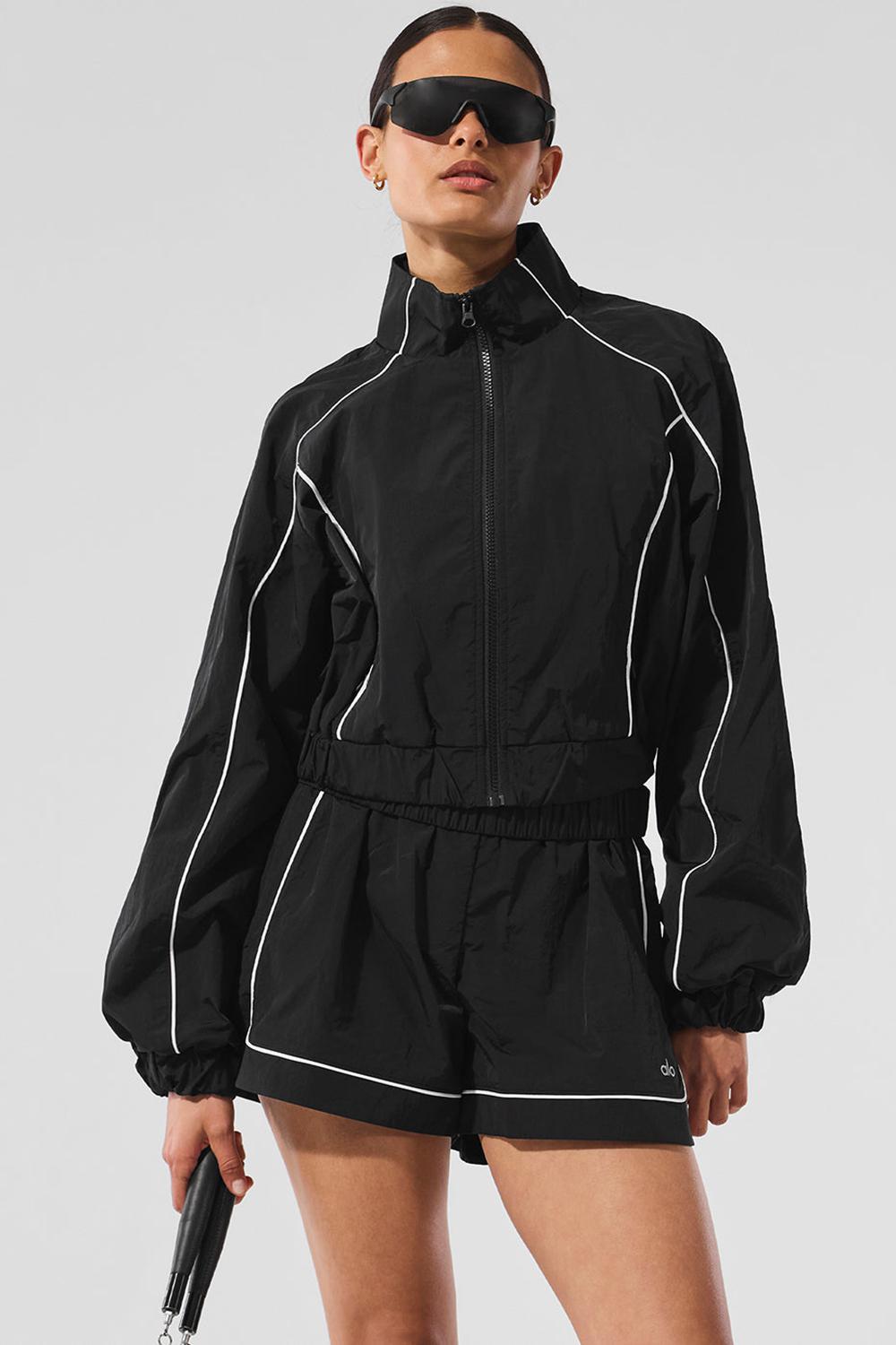 Chamarras Alo Yoga Motivate Full-Zip Track Mujer Negros Blancos | Mexico  DNZ-703549