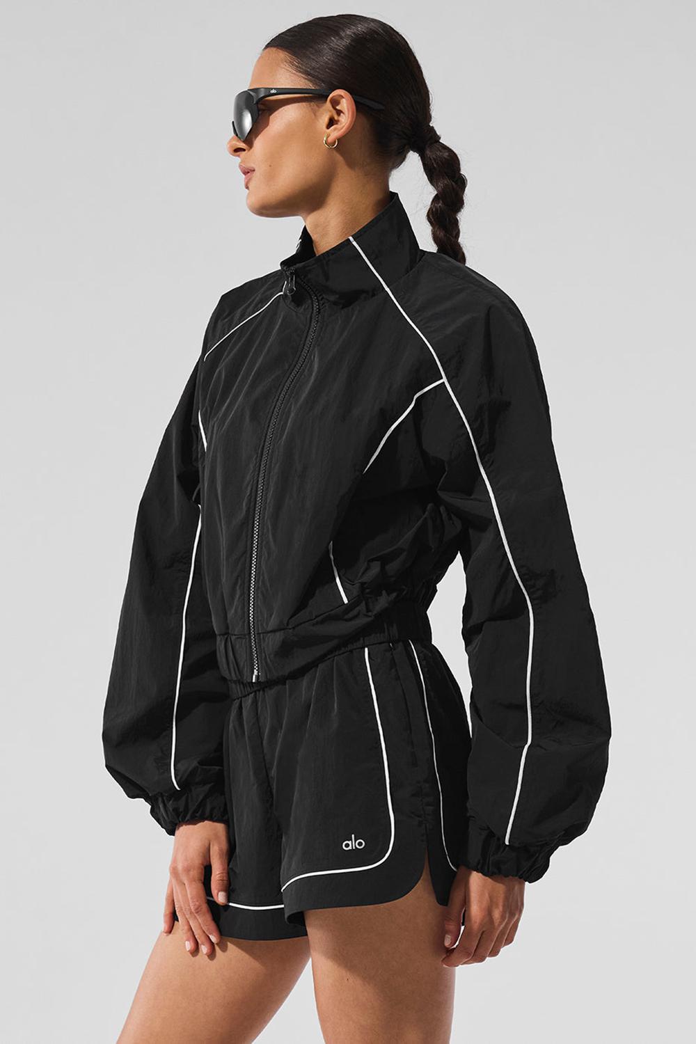 Chamarras Alo Yoga Motivate Full-Zip Track Mujer Negros Blancos | Mexico  DNZ-703549