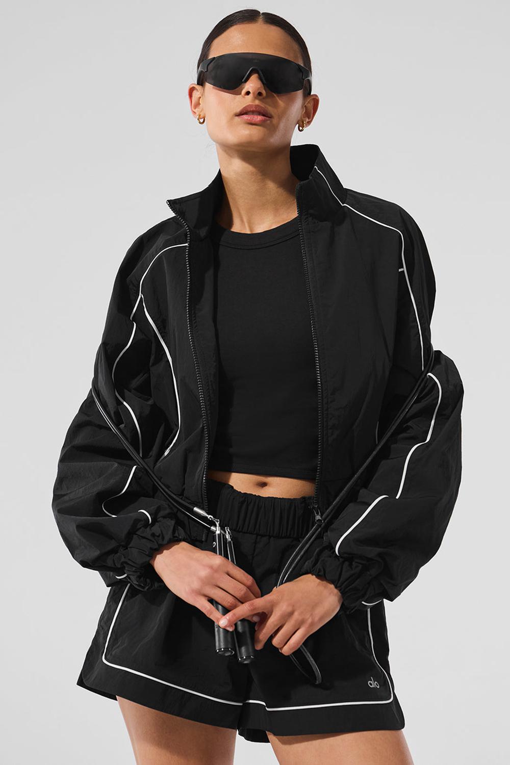 Chamarras Alo Yoga Motivate Full-Zip Track Mujer Negros Blancos | Mexico  DNZ-703549