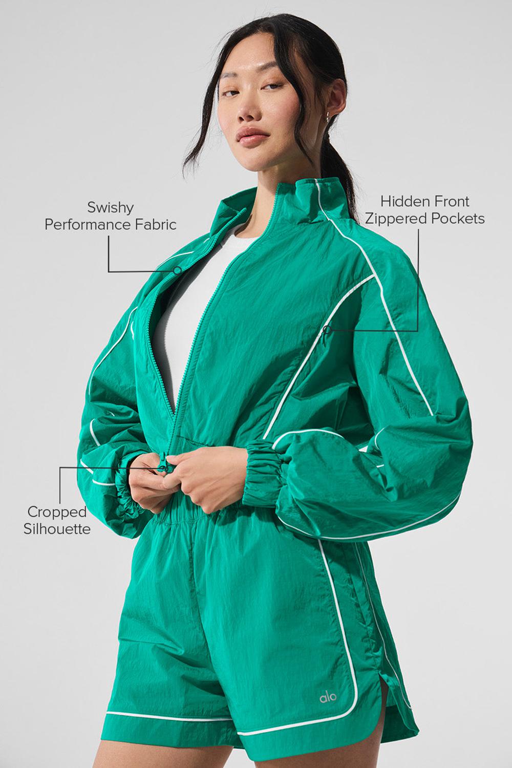 Chamarras Alo Yoga Motivate Full-Zip Track Mujer Verdes Blancos | Mexico  DBQ-978136