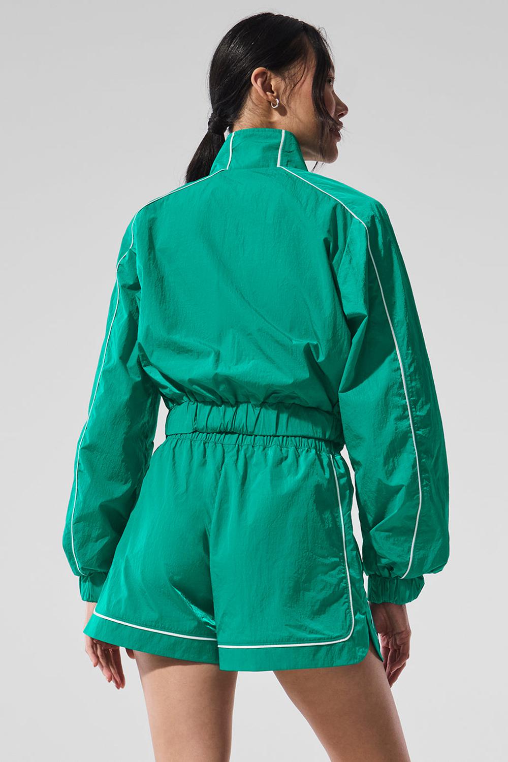 Chamarras Alo Yoga Motivate Full-Zip Track Mujer Verdes Blancos | Mexico  DBQ-978136