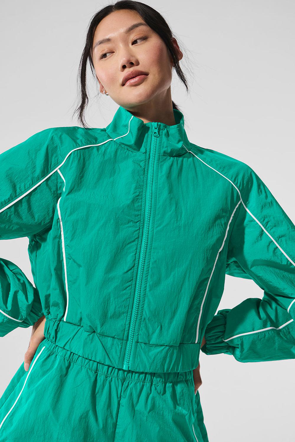 Chamarras Alo Yoga Motivate Full-Zip Track Mujer Verdes Blancos | Mexico  DBQ-978136