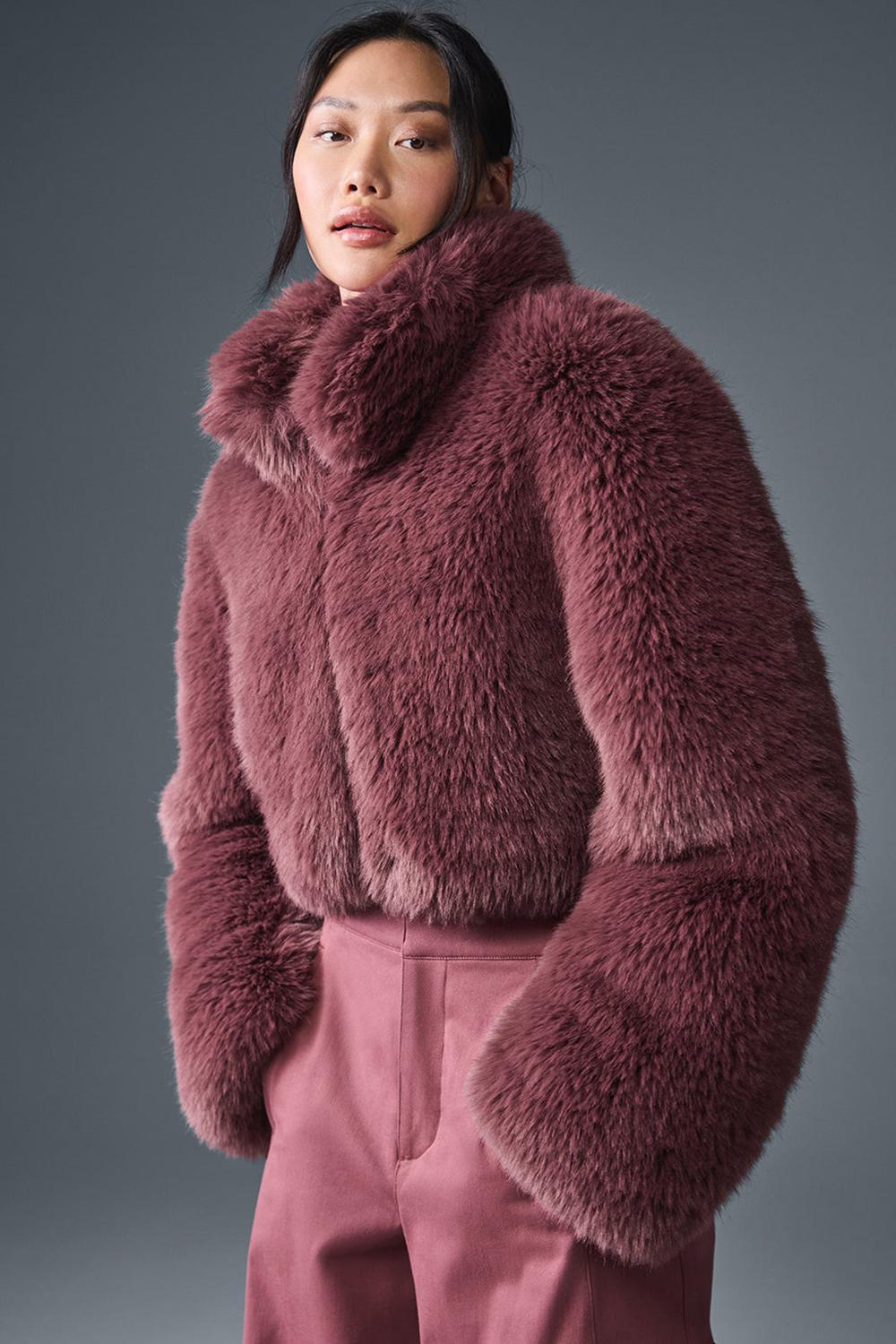 Chamarras Alo Yoga Opulent Faux Fur Cropped Mujer Vino | Mexico  IMD-382159