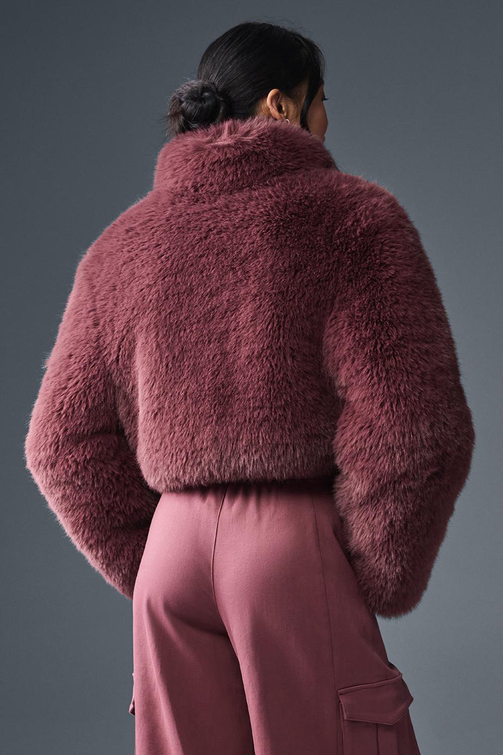 Chamarras Alo Yoga Opulent Faux Fur Cropped Mujer Vino | Mexico  IMD-382159