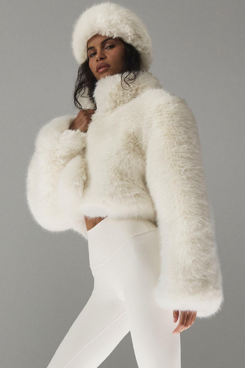 Chamarras Alo Yoga Opulent Faux Fur Cropped Mujer Ivory | Mexico  JFC-523714