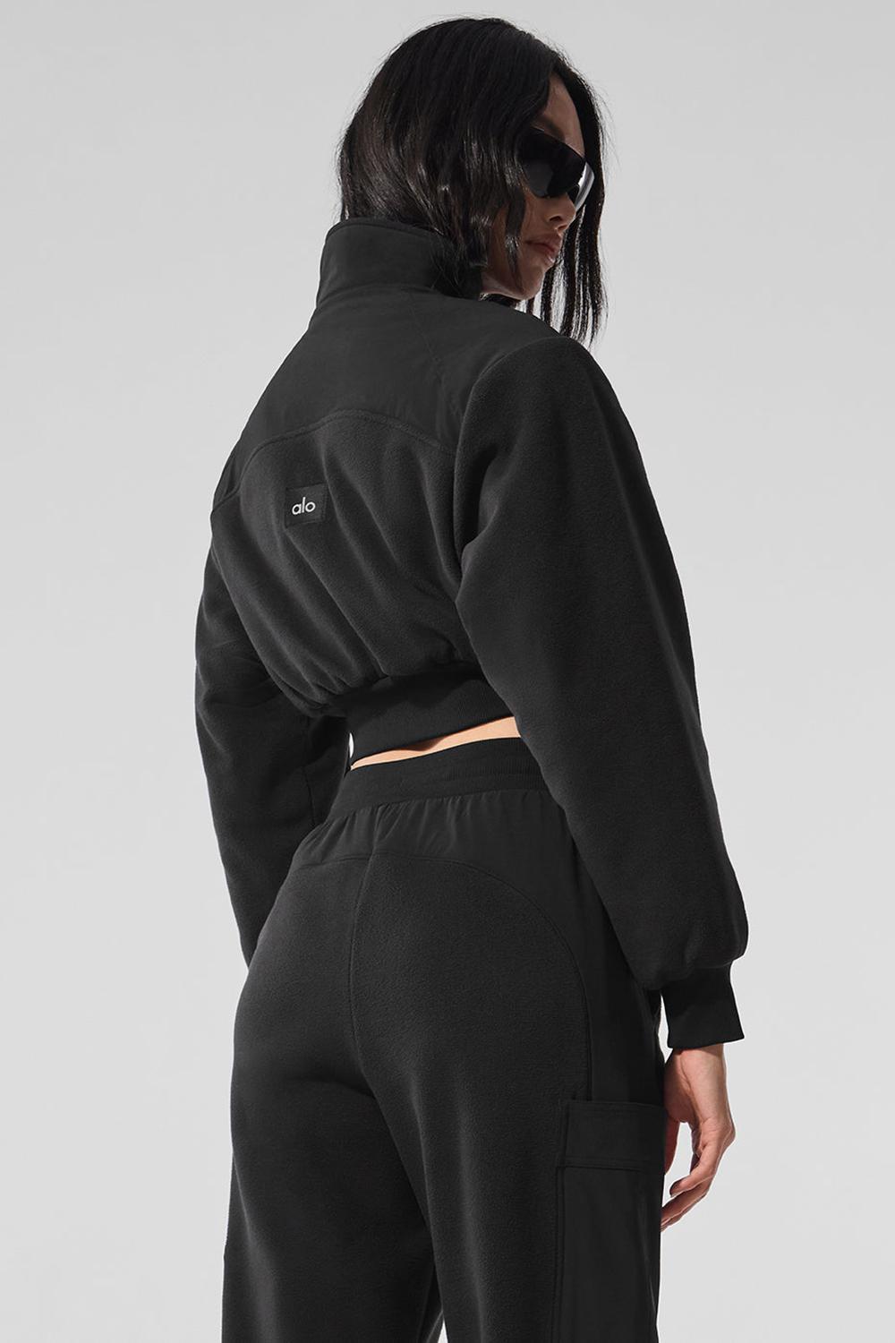 Chamarras Alo Yoga Polar Fleece Cropped Wintry Mix Mujer Negros | Mexico  ZPE-948157
